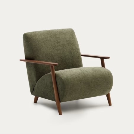 Fauteuil Meghan vert et noyer